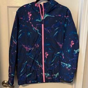 Lands' End Kids Jacket - Navy with Pink and Green Accents